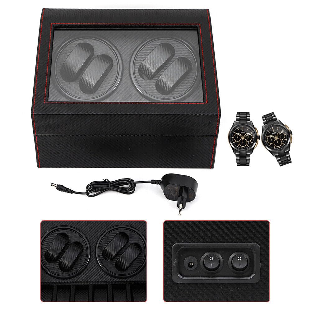 Scatola per orologi da 4 + 6 orologi, in pelle sintetica, Nero