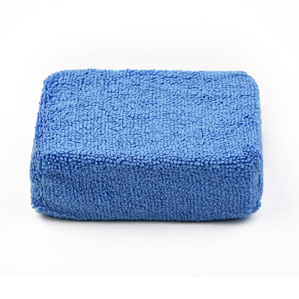 Esponja aplicadora de microfibra para lavado de coche, 12 cm x 8 cm x 3,5 cm, azul, 4/8 unidades