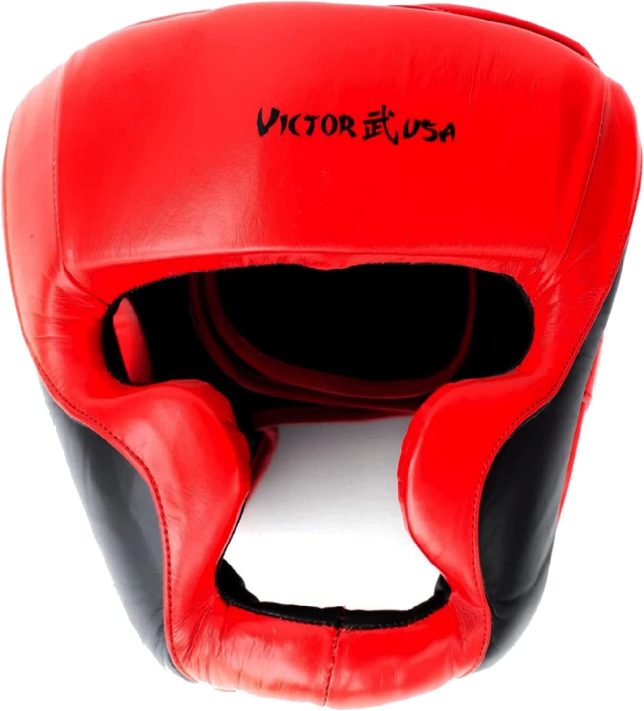Premium Napa Leather Boxing Headgear MMA Sparring Kickboxing Headgear for Men, Muay Thai Boxing Gear Head Guard (Red)
