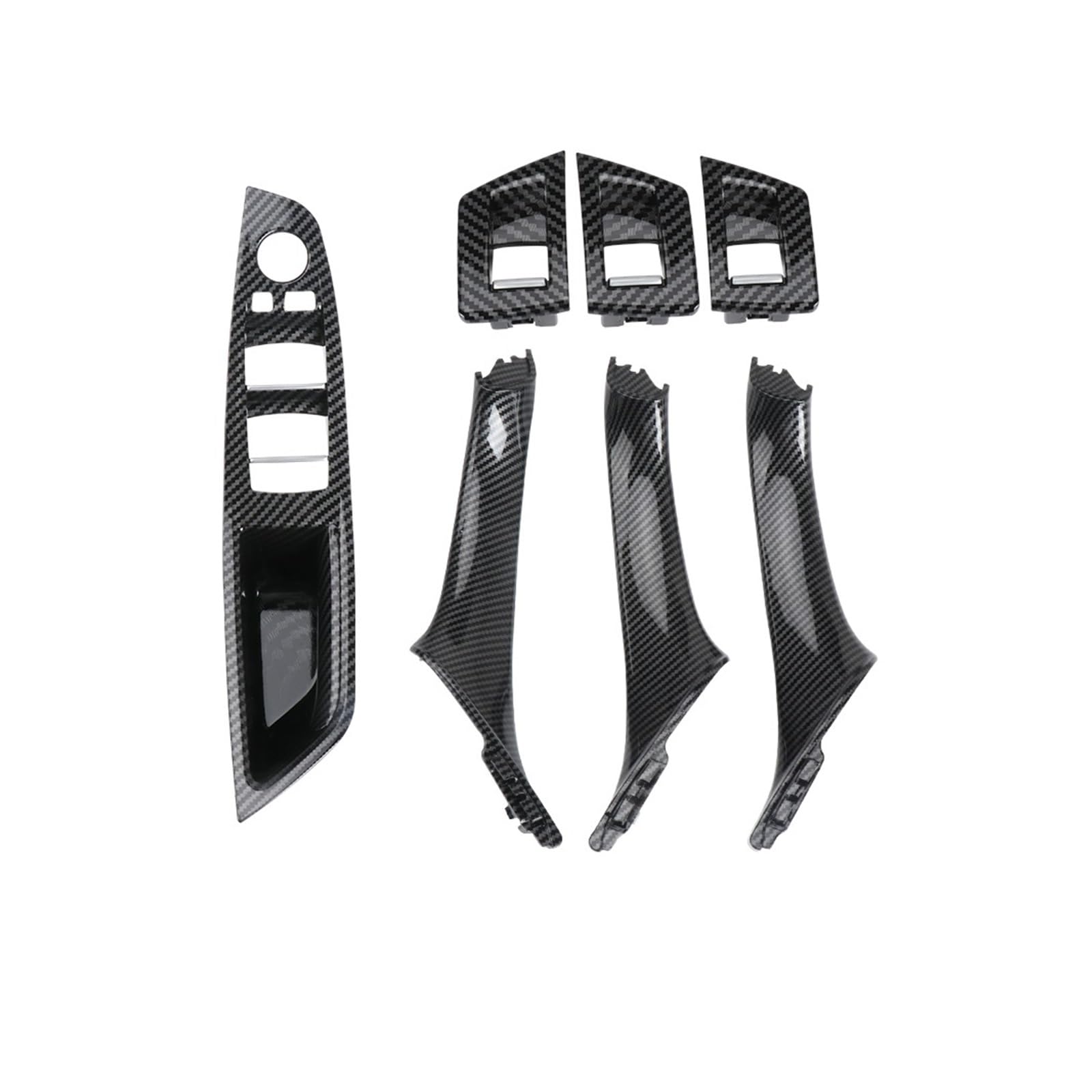 Hhfksci Car Interior Door Pull Handle 7Piece for BMW 5 Series F10 F18 523 525 528 LHD RHD 7 Colors Beige Black Carbon Fiber Car Interior Door Handle Pull(LHD Carbon)