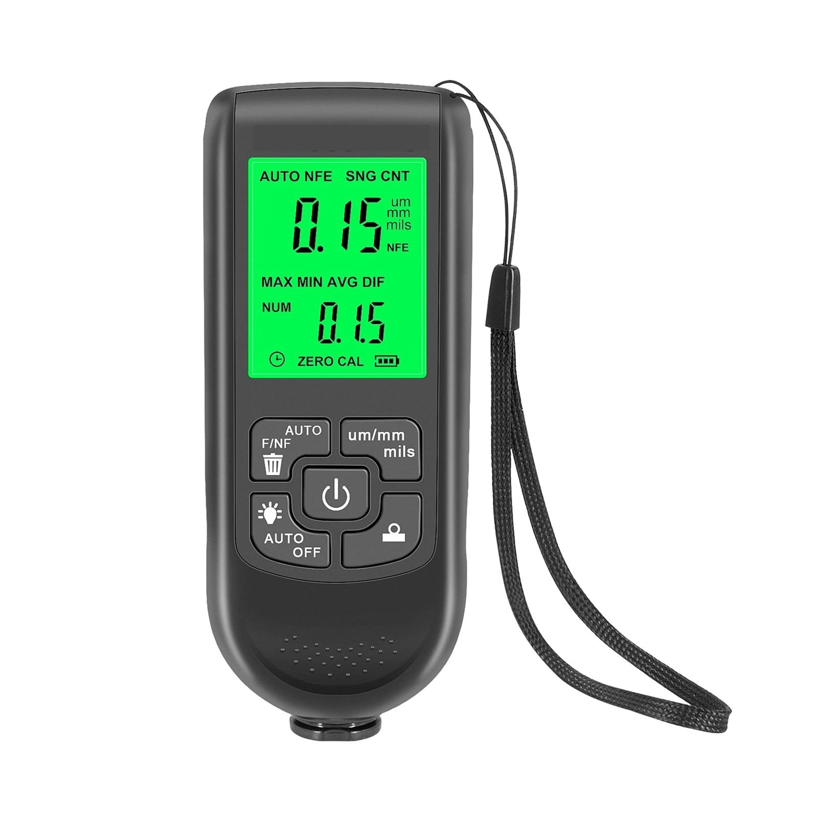 LNHHG Paint Thickness Gauge, Car Paint Thickness Gauge 0-2000UM Fe & NFe Film Coating Automatic Tester Manual Auto Tools(Nero)