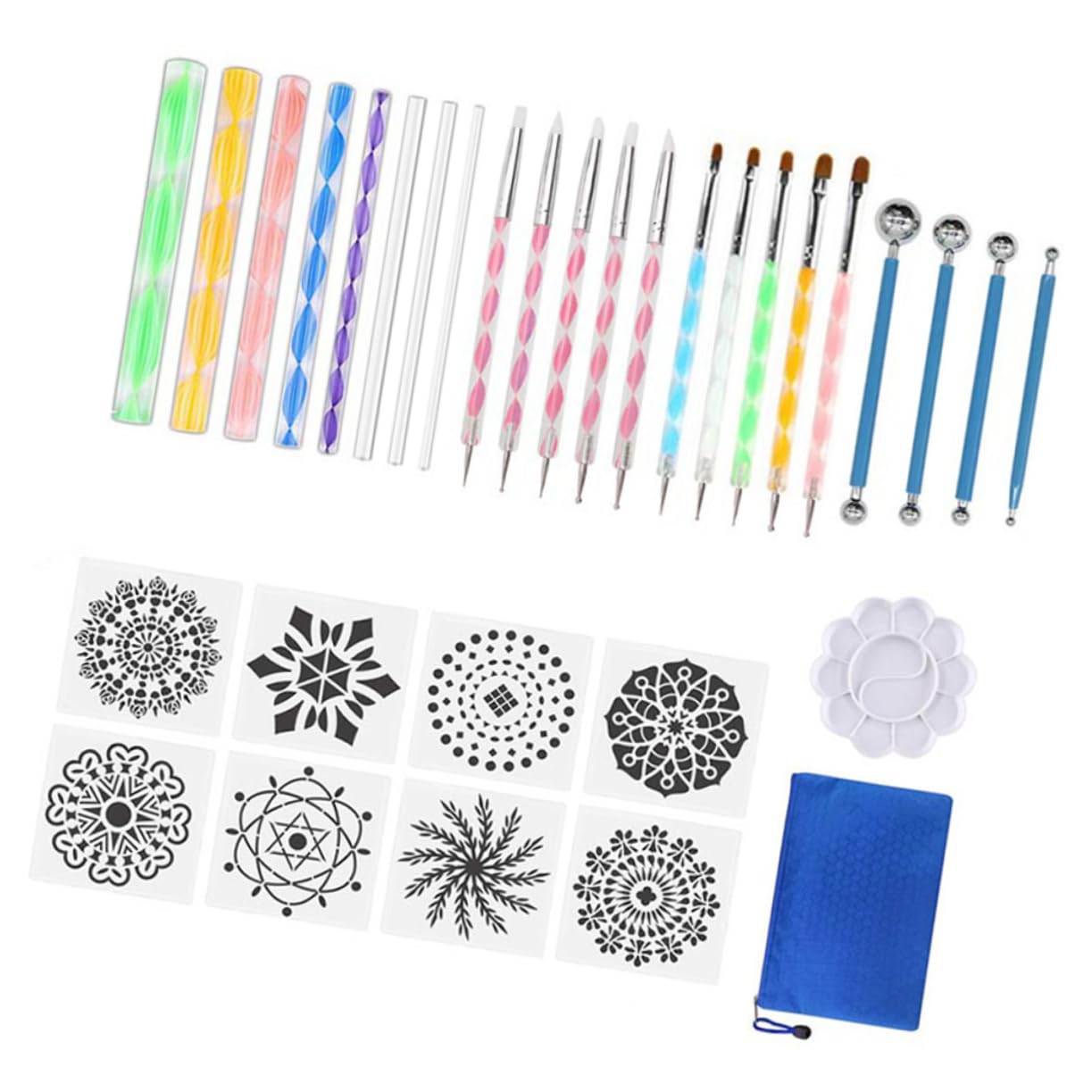 DOITOOL Kit de Outils Pointillistes pour Mandala Pinceaux Céramiques Peinture DIY pour Pierres et Argile