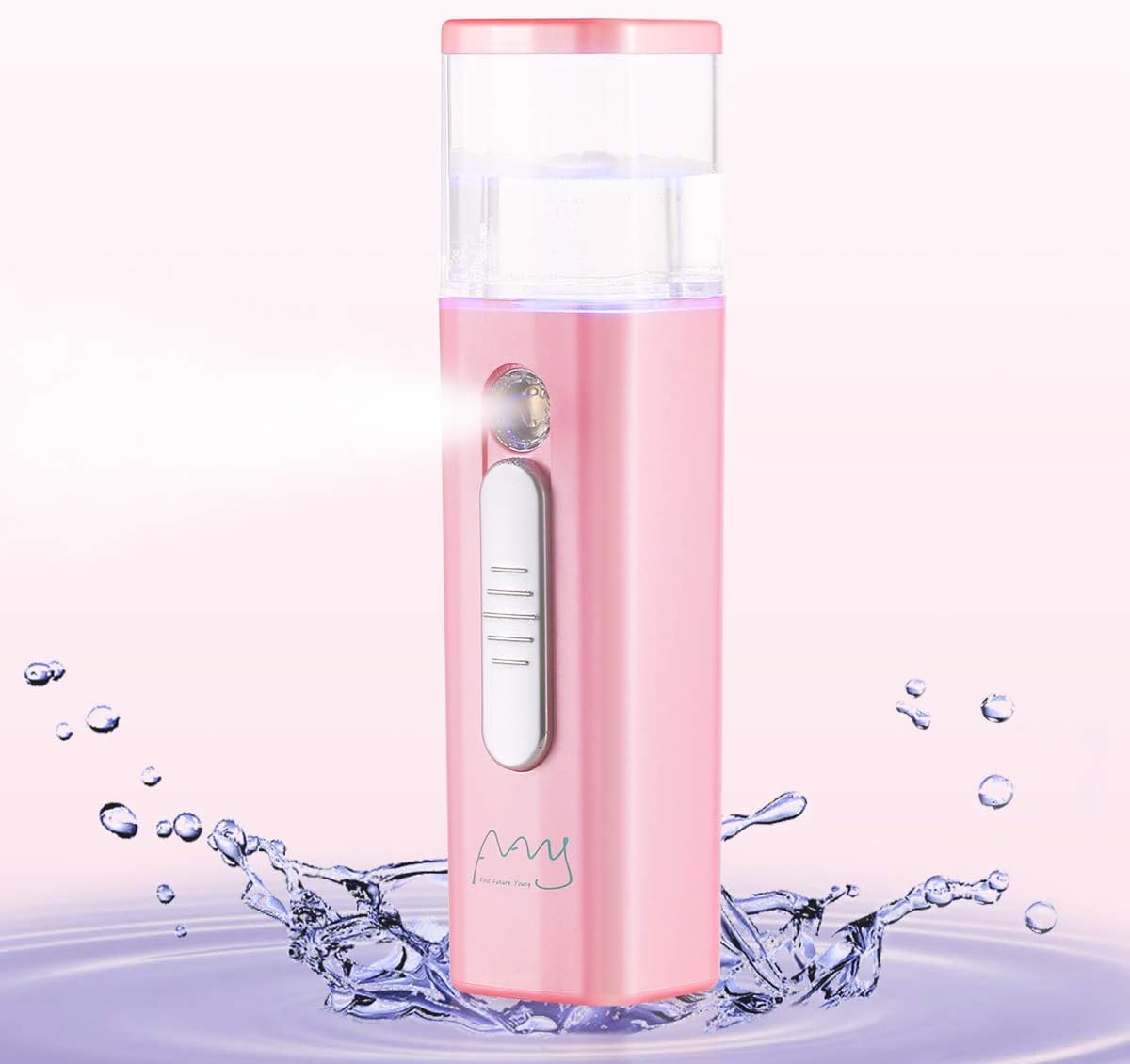 Facial Steamer, Nano Mister Spray for Eyelash Extensions Mini Portable Face Steamer USB Rechargeable Cool Mist Sprayer Moisturizing for Beauty Skin Care w/ Power Bank Pink