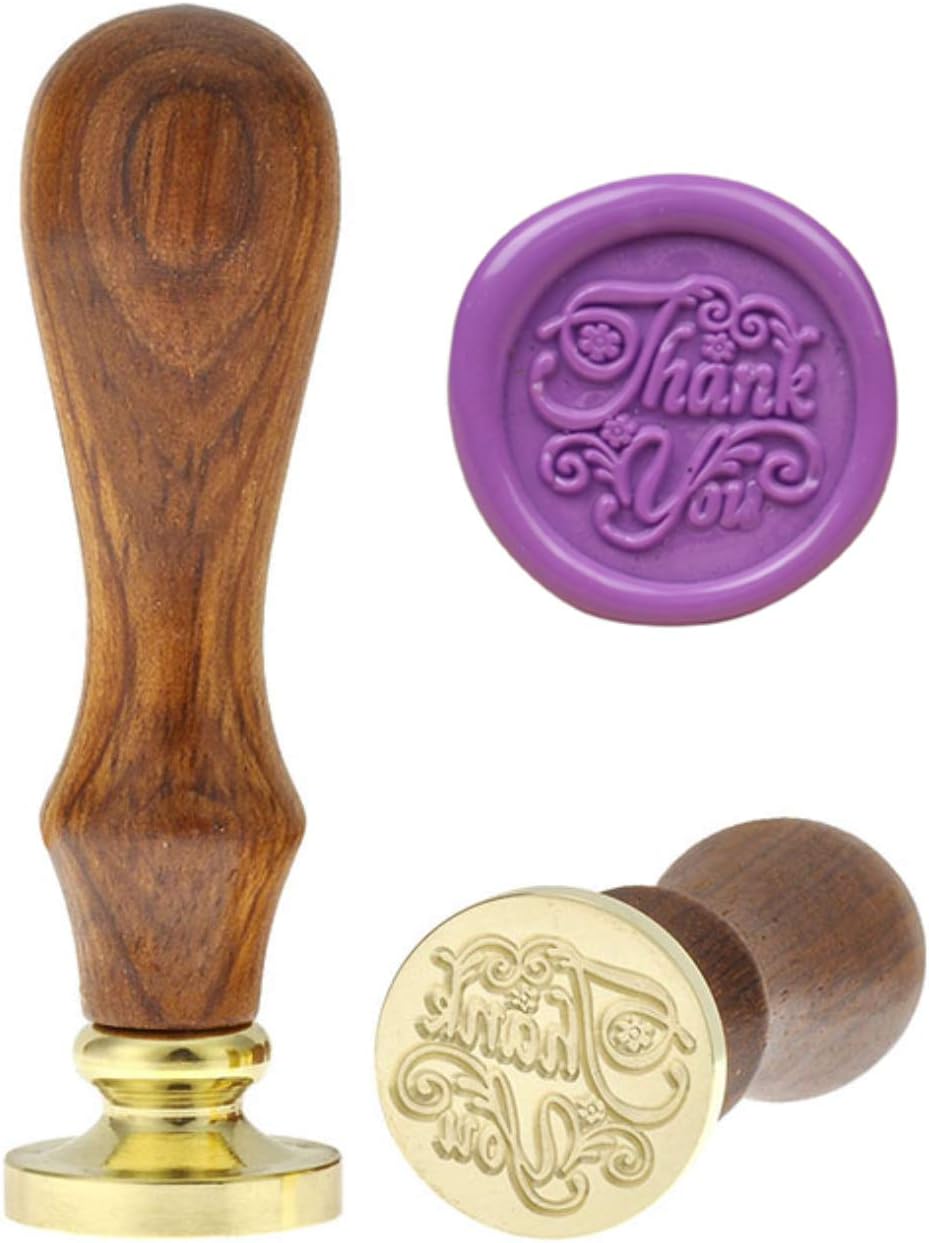 Thank You Wax Seal Stamp, Mornajina Vintage Sealing Wax Stamp with Wooden Handle Perfect for Embellishment of Wedding Invitations, Cards, Envelopes
