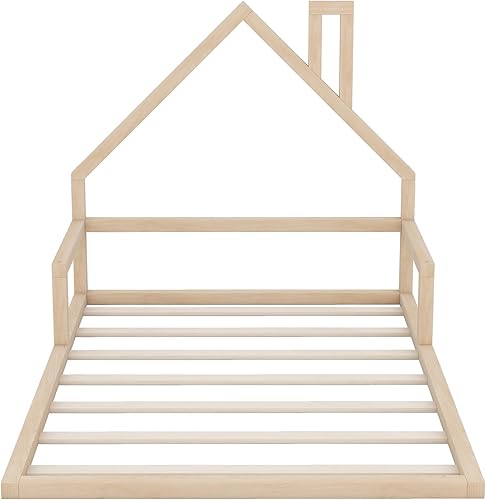 Miniatura 151 de Moderna plataforma de tamaño matrimonial con cabecera de almacenamiento y barandilla de seguridad para niños, plataforma de madera funcional con luz