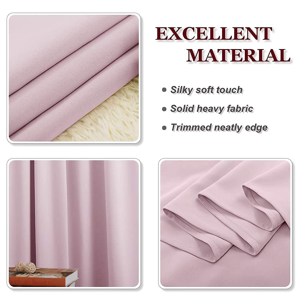 PONY DANCE Tende Oscuranti Camera da Letto per Interni Moderne Curtains Decorazioni Tenda Termica per Soggiorno con Fettuccia 2 Pannelli 140x245 CM, Rosa Chiaro