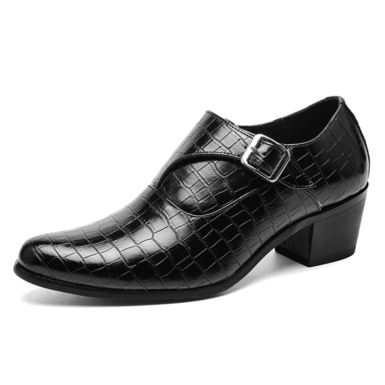 Zapatos de Vestir de Tacón Alto Hombre Cuero Punta Puntiaguda para Fiesta