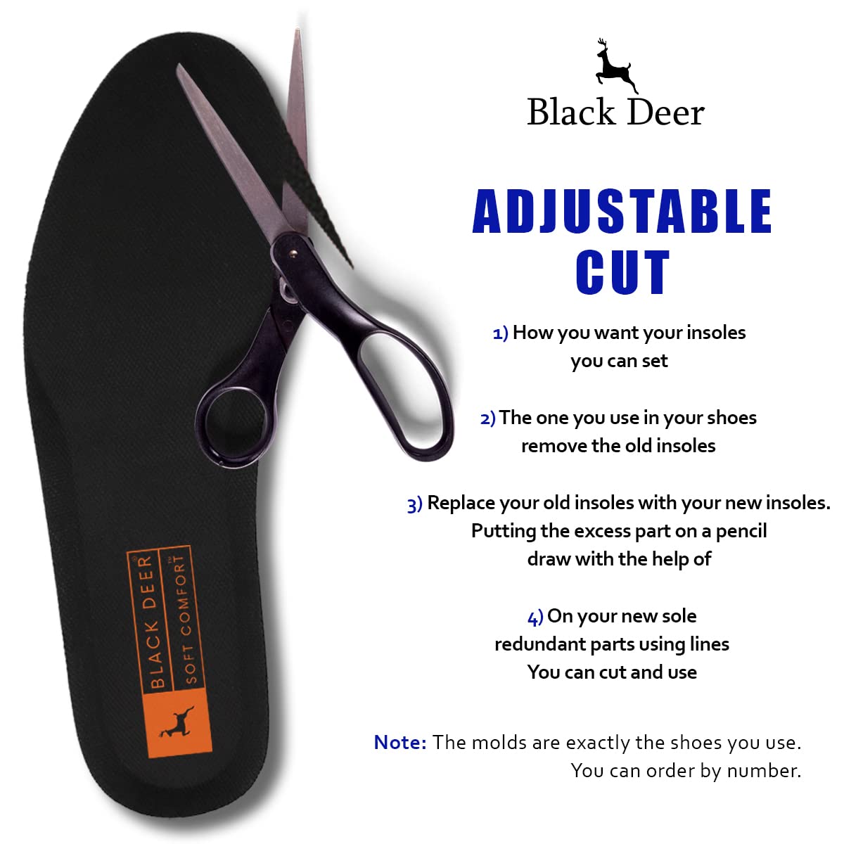 Black Deer Solette comfort per uomo e donna, solette sportive, solette per scarpe per uso quotidiano e stivali da lavoro, dolori ai piedi (43)