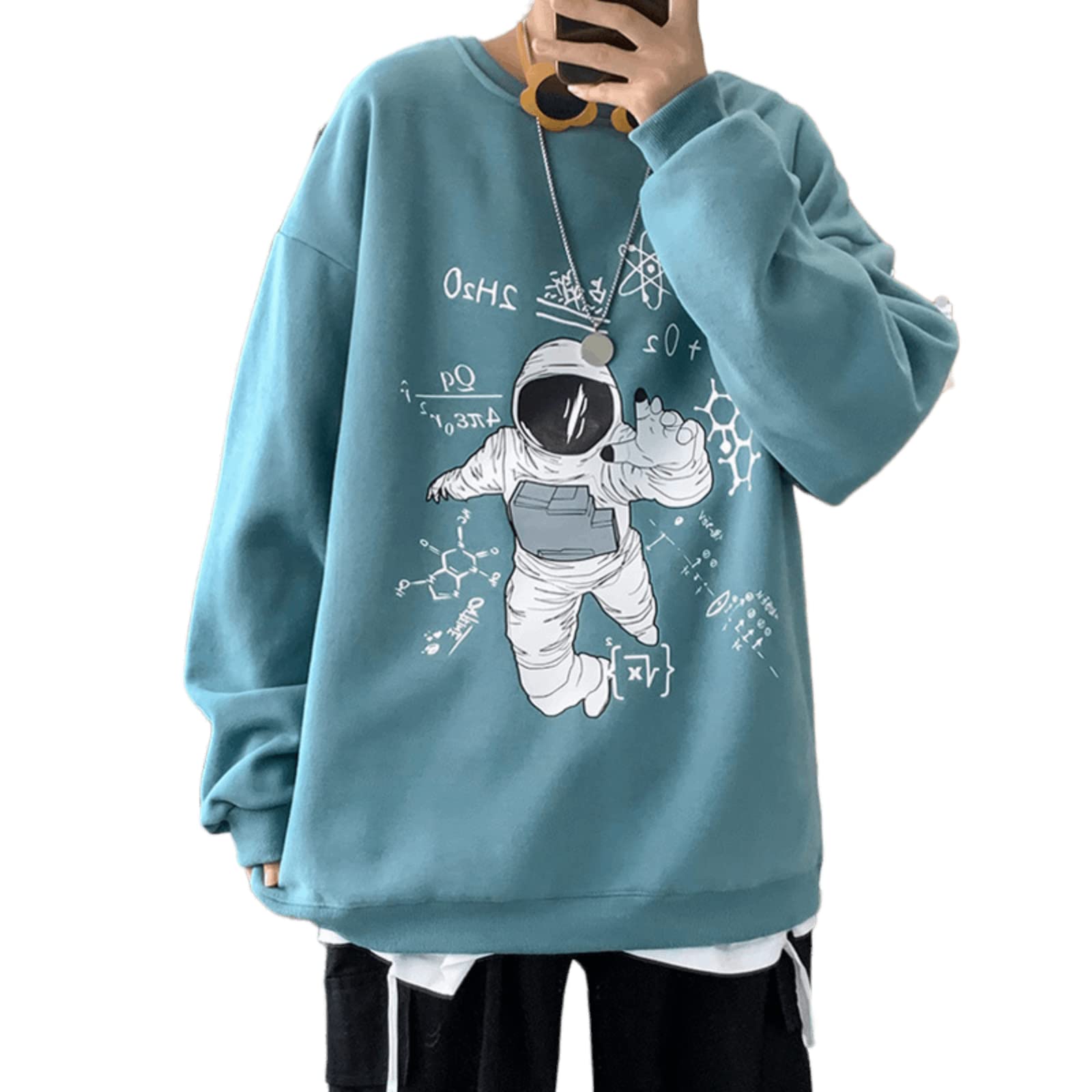 Men Women Y2K Anime Sweatshirt Astronaut Graffiti Hoodie Harajuku Japanese Korean Emo Grunge Alternative Aesthetic