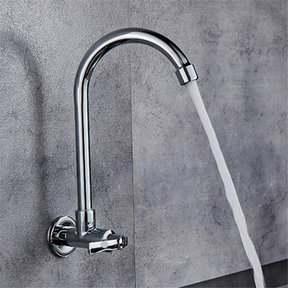 Grifo De Cocina Fría Simple Montado En La Pared, Cromado, Con Caño Giratorio, Agua Potable, Grifo Monomando Con Aireador Giratorio 360