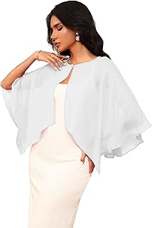 Chiffon Large Capelets Shawl Wraps Women's Girls Shrug for Evening Dress Wedding Cape Cover Up 1920s