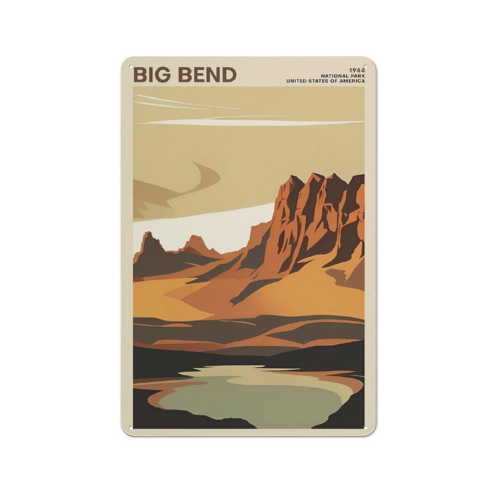Junmoney Style-18 Big Bend National Park Retro Metal Wall Sign 30X20cm For Living Room Or Hallway, For Collectors Decorating Living Rooms And Hallways