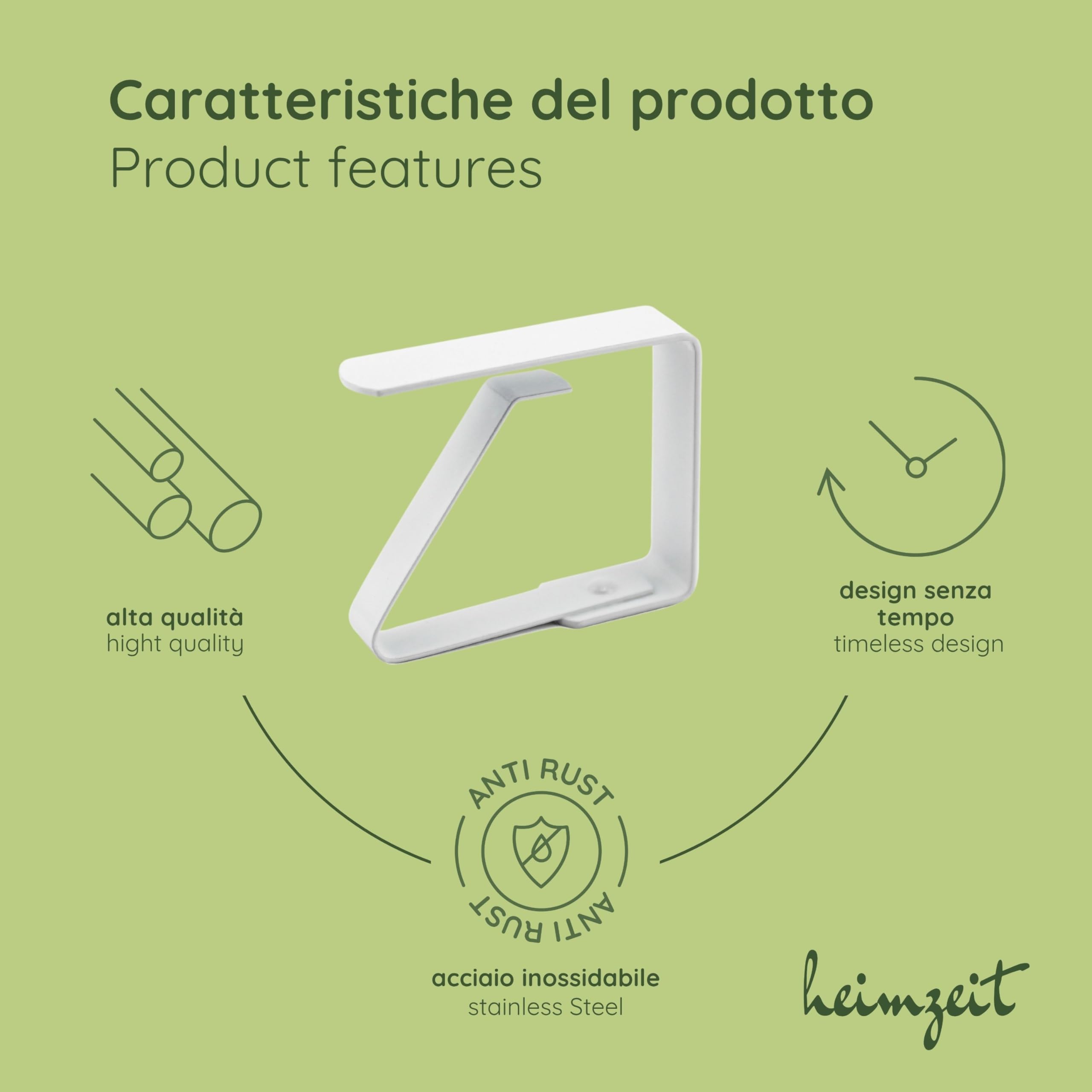 Ferma Tovaglia da Tavola in Acciaio Inossidabile di Alta qualità [6 Pezzi, 4 cm] Colore: Bianco, Fermatovaglia per Esterni e Interni, Clip per Tavoli con Uno Spessore Massimo di 3 cm