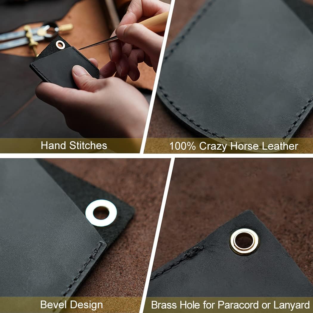 VIPERADE PJ27 Leather Sheath for EDC Knuckle, EDC Coins Sheath for Men, EDC Leather Sheath for Lighter, Car Key, Carabiner, Mini EDC Gears