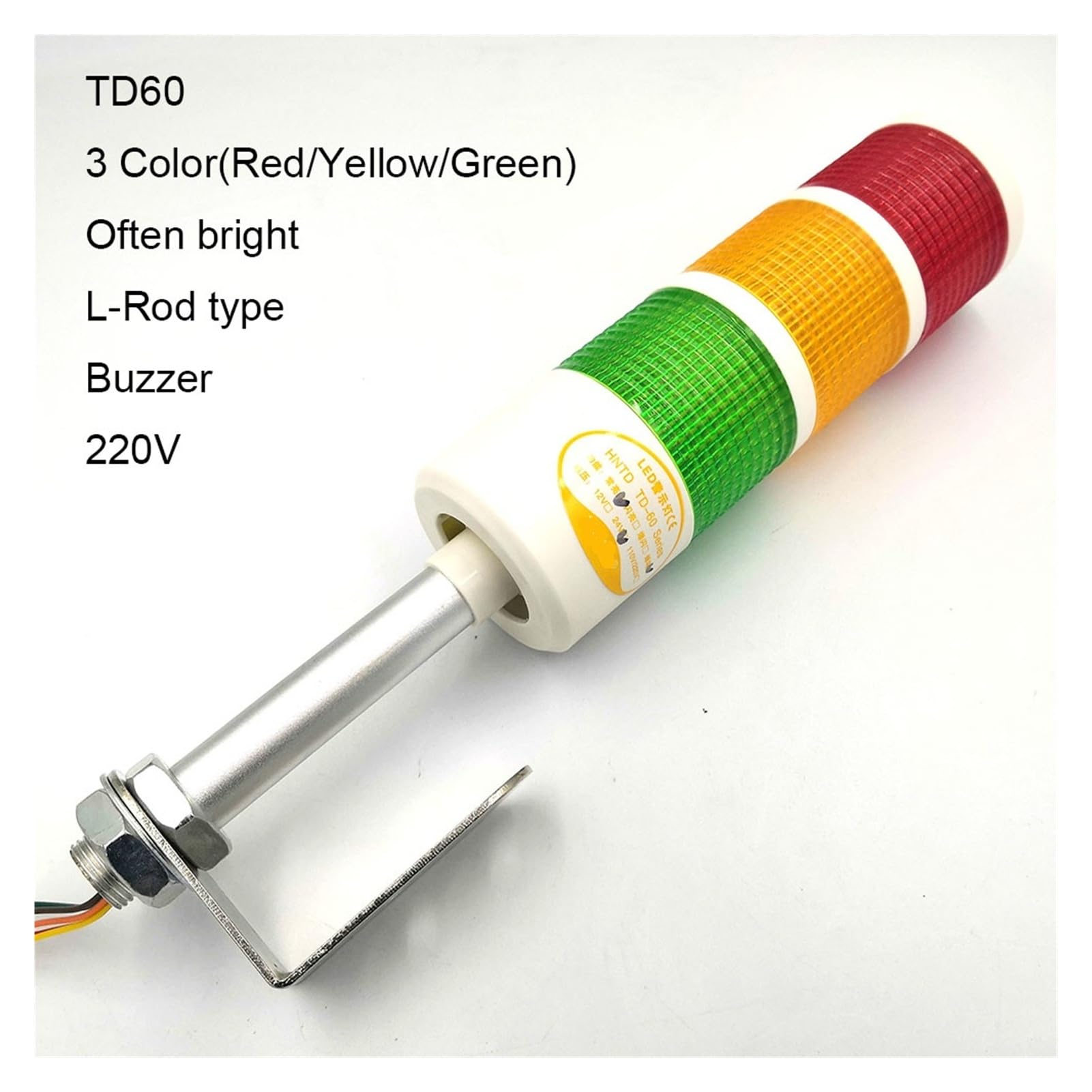 Luz Industrial de Torre Señal Lámpara de señal LED de 220 V CA, luz piloto indicadora, Advertencia de Funcionamiento de máquina CNC TD60(3LB220V)