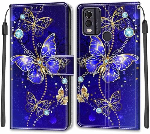 EASSGU Custodia per Nokia C22 (6.5 Inches) Flip Folio Cover Magnetica per Telefono in Pelle con 3 Slot per Schede 1 Portafoglio, Case - Viola scuro