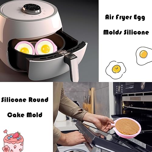 Miniatura 7 de 3 moldes de huevo para freidora de aire con 4 pulgadas, 6 pulgadas, 8 pulgadas, moldes de silicona antiadherentes para tartas de freidora de aire