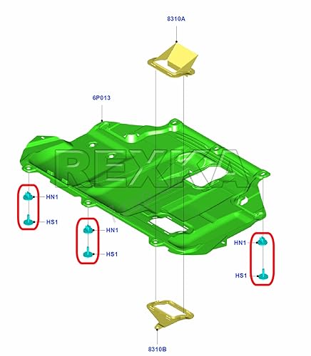 Miniatura 4 de Rexka 15 juegos de tornillos de protección contra salpicaduras de motor para Ford – T30 Torx Tornillos y ojales para debajo de la bandeja inferior