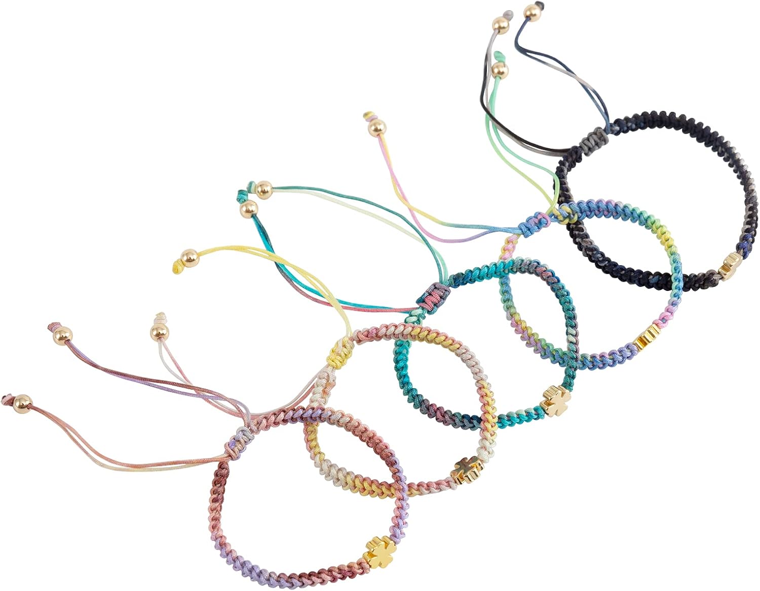 Colorful Lucky Four Leaf Clover Woven Bracelets for Mens Womens Handmade Rope Knot Bracelet Adjustable For Gife For adults