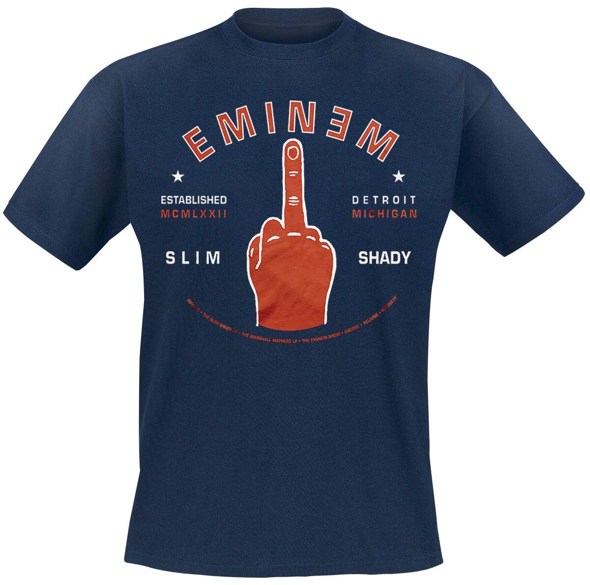 Bravado Blue (Navy) Eminem - Detriot Finger Men's T-Shirt Navy Blue Medium Medium