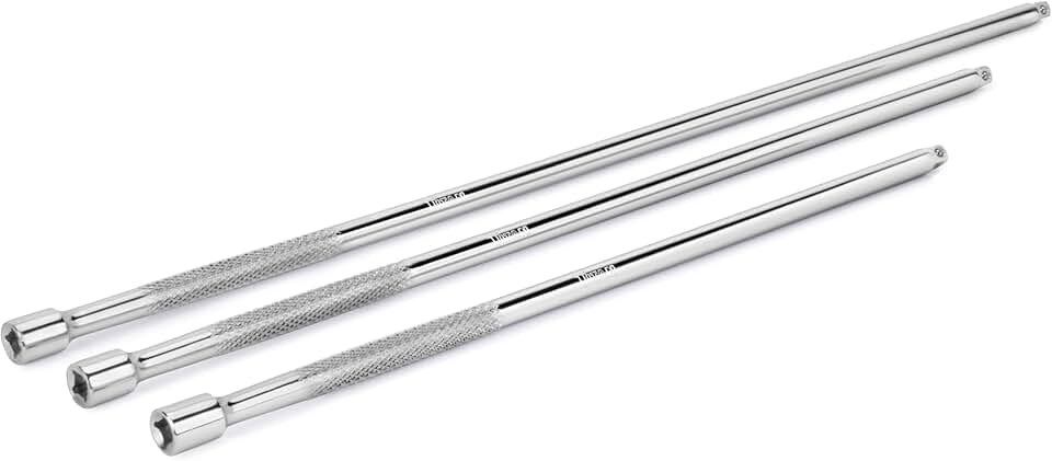 Titan 66153 3-Piece 1/4-Inch Drive Extra-Long Extension Set, Includes 12", 15", & 18" Extensions, Chrome Vanadium Steel Construction with Chrome Finish