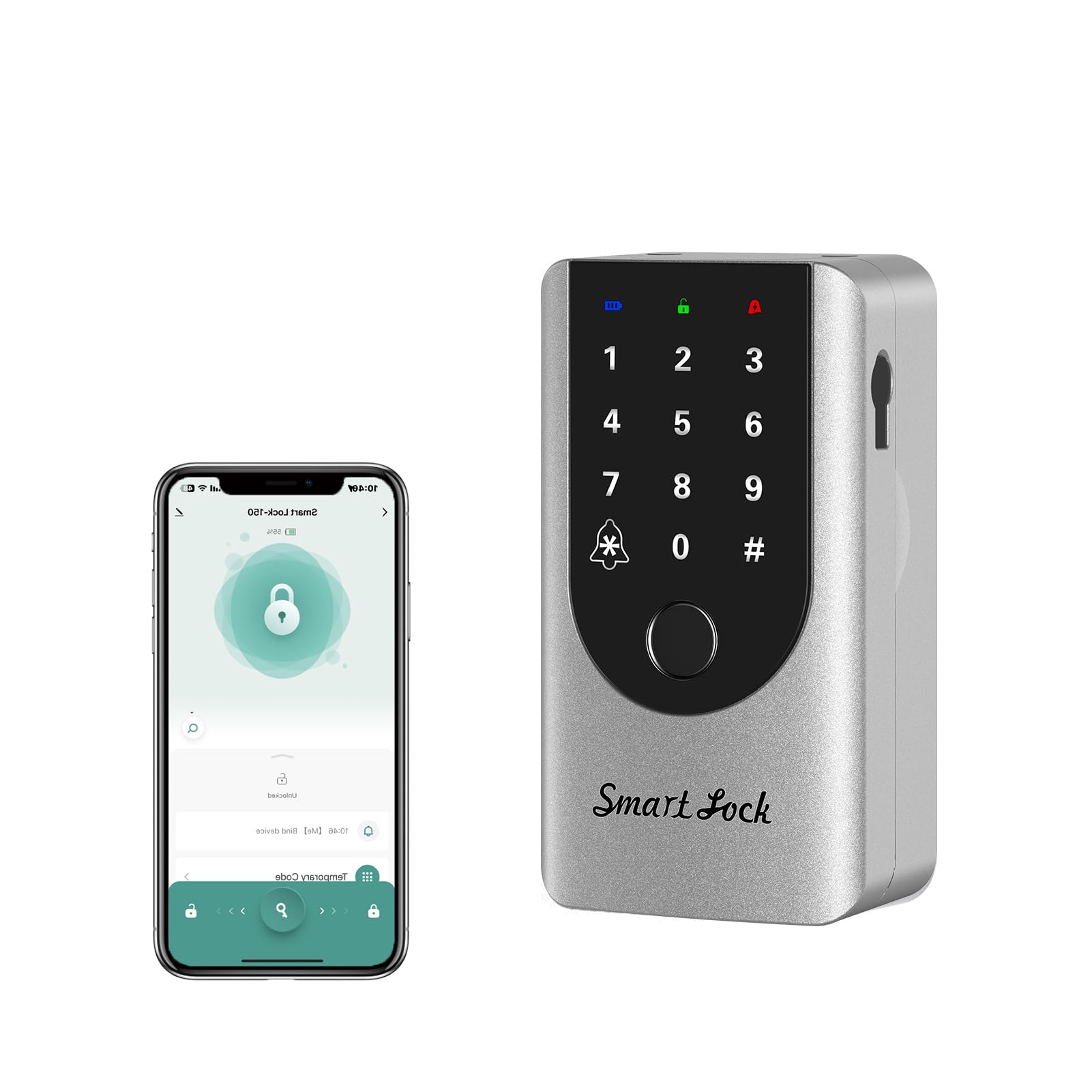 KENRONE Smart Key Lock Box,Outdoor Waterproof Fingerprint Safe Box,with Password and APP Remote Access, Wall-Mount Lock Boxes for House Keys