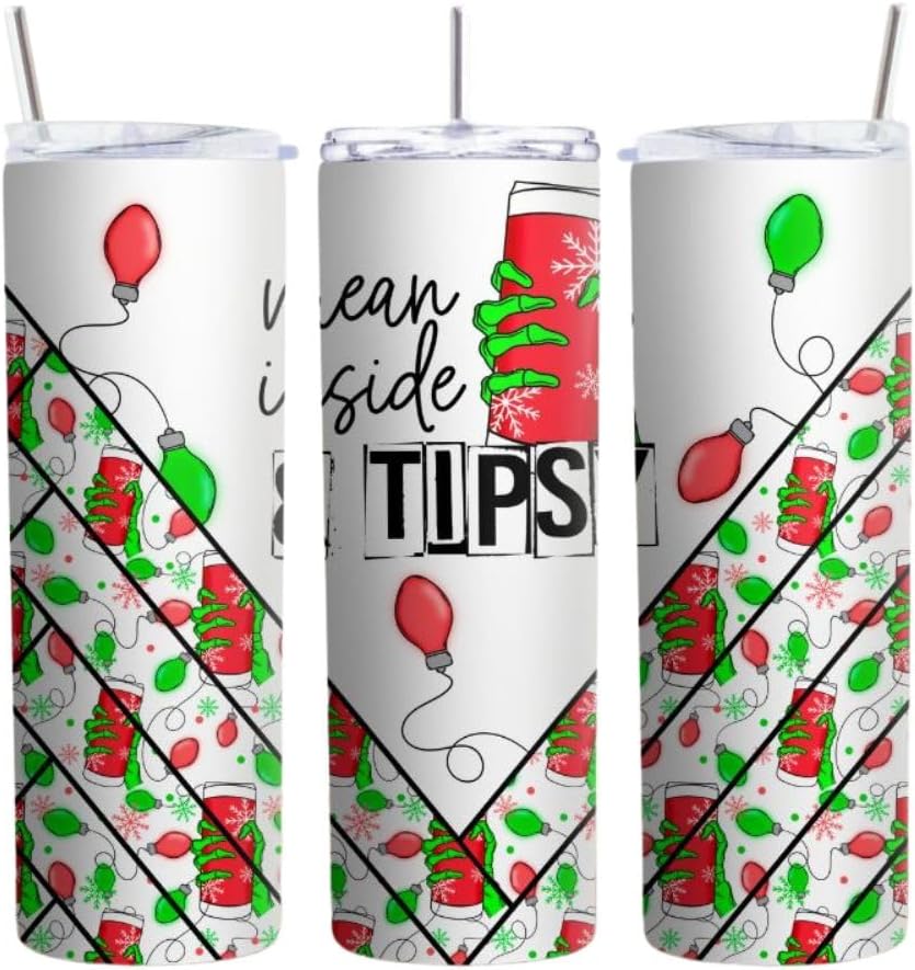 Mean Inside and Tipsy Tumbler, 20 oz, Christmas Tumbler,