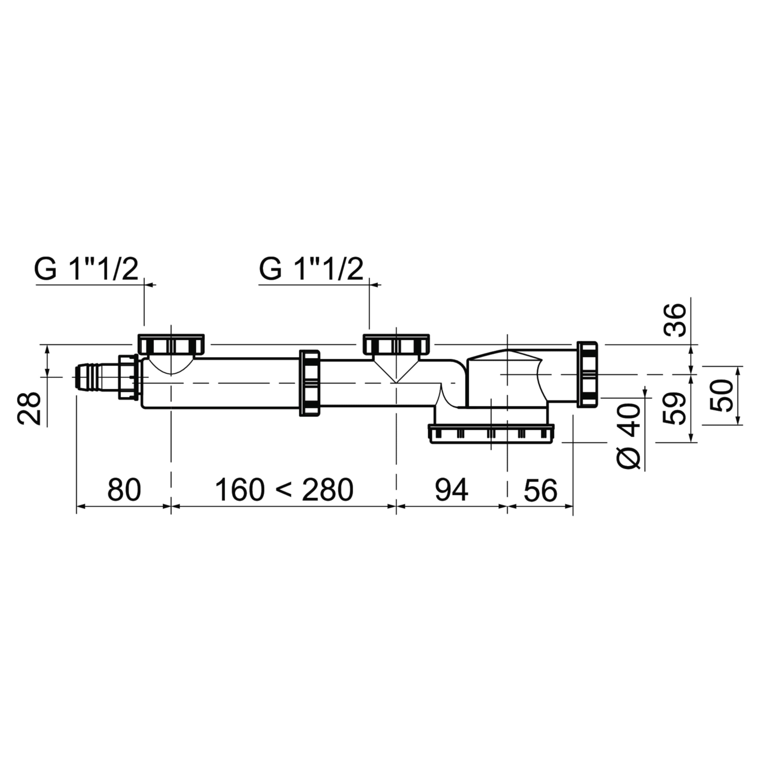Wirquin Sifón para fregadero de 2 cubetas 30723640, blanco
