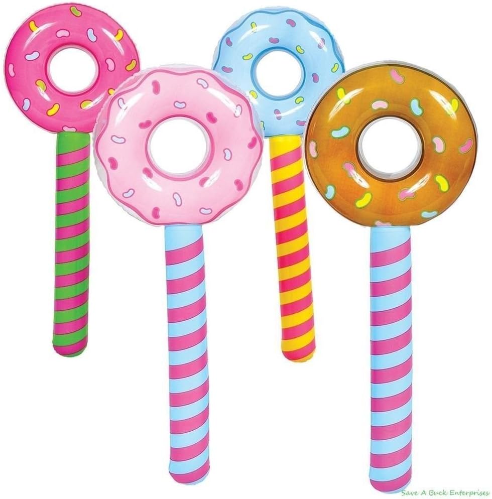 4 Pcs Inflatable Suckers Inflatable Birthday Donut Holes Wonka Candyland Valentine Set