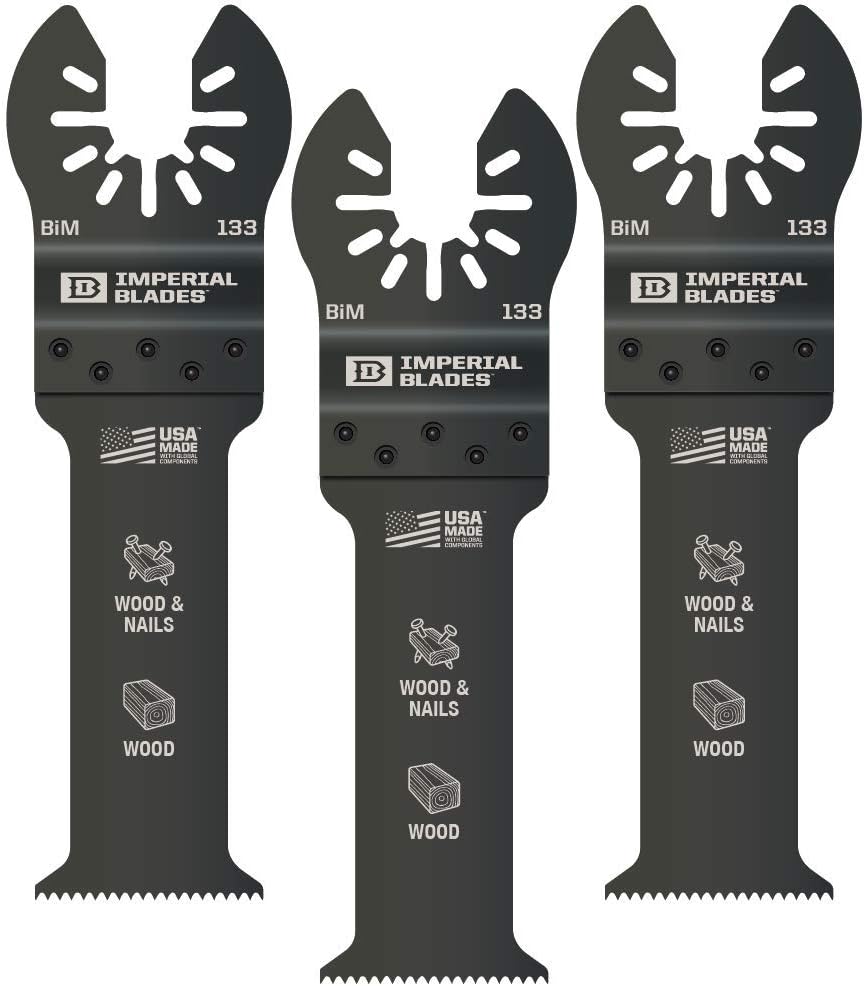 Imperial Blades IBOA133-3 One Fit 1-1/4" Extended Plunge Thick Wood Blade, 3PC, Multi, 3-Pack