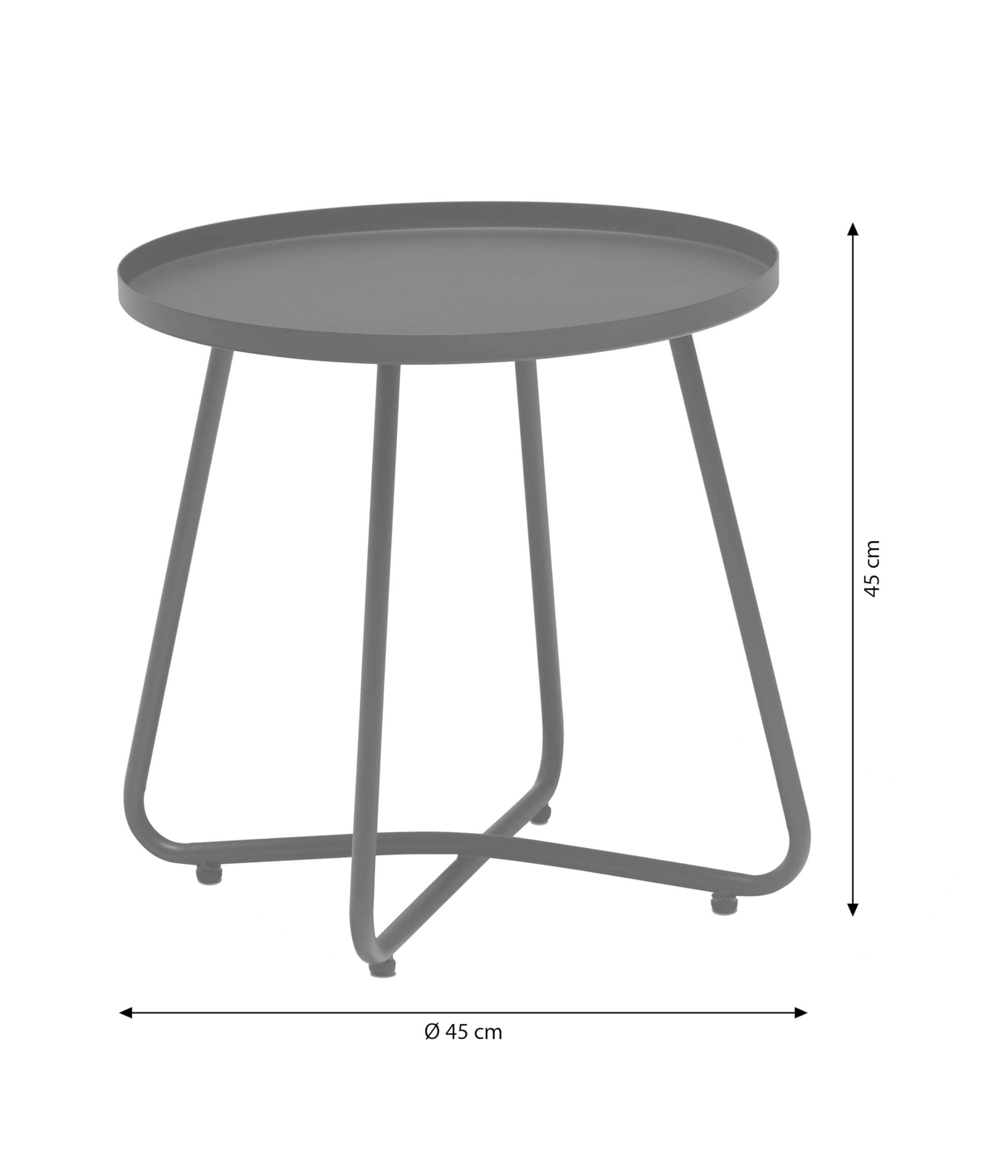 Dehner Ibiza - Mesa Auxiliar (45 cm Aprox., Altura 45 cm Aprox., Acero con Recubrimiento en Polvo, Color Antracita