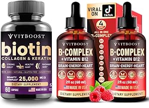 Biotin with Hyaluronic Acid, Collagen and Keratin – Vegan Vitamin B12 with B Complex