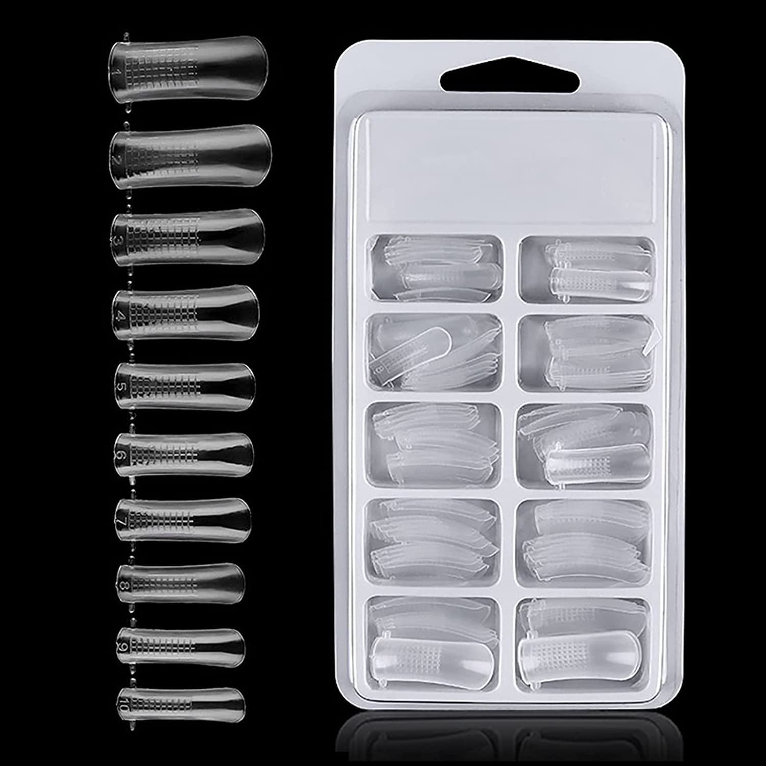 100Pcs Jelly Poly Gel False Nail Tips Model Form For Full Cover Uv Gel Acrylic Nail Art Mold Fake Nails Extension Transparent Pack Of 1, Hj-Nt042-image-14