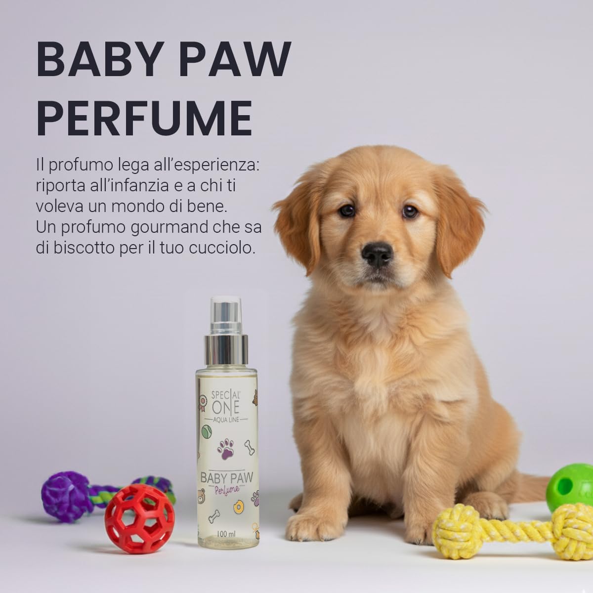 SPECIAL ONE - BABY PAW PERFUME Profumo Cani - Fragranza Dolce e Delicata - Succo di Agrumi, Fiori Bianchi e Vaniglia - Formula Sicura per Pelo e Cute Sensibile - 100 ml