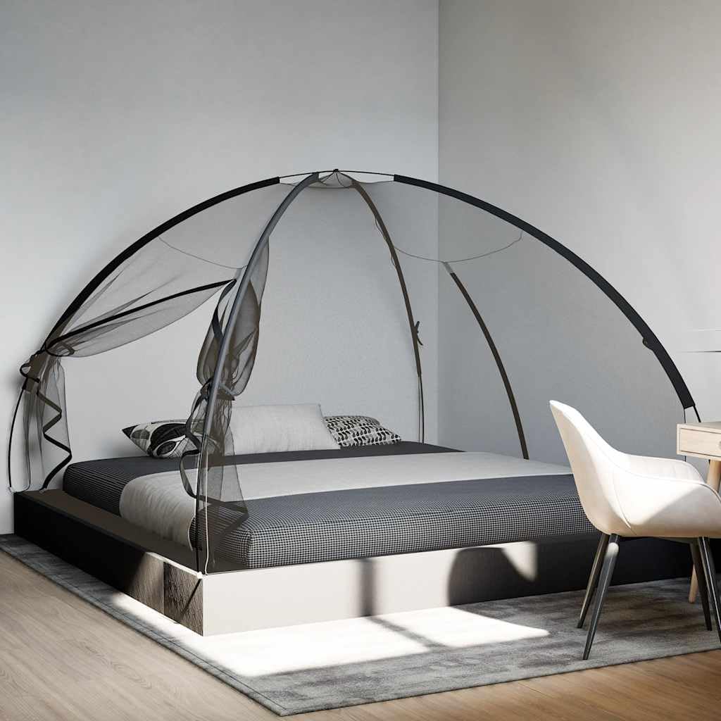 vidaXL Moskito-Netzzelt Mongolisch 220 Schwarz 200x200x135 cm, Moskito Netz, tragbares Moskitonetz, Moskitozelt