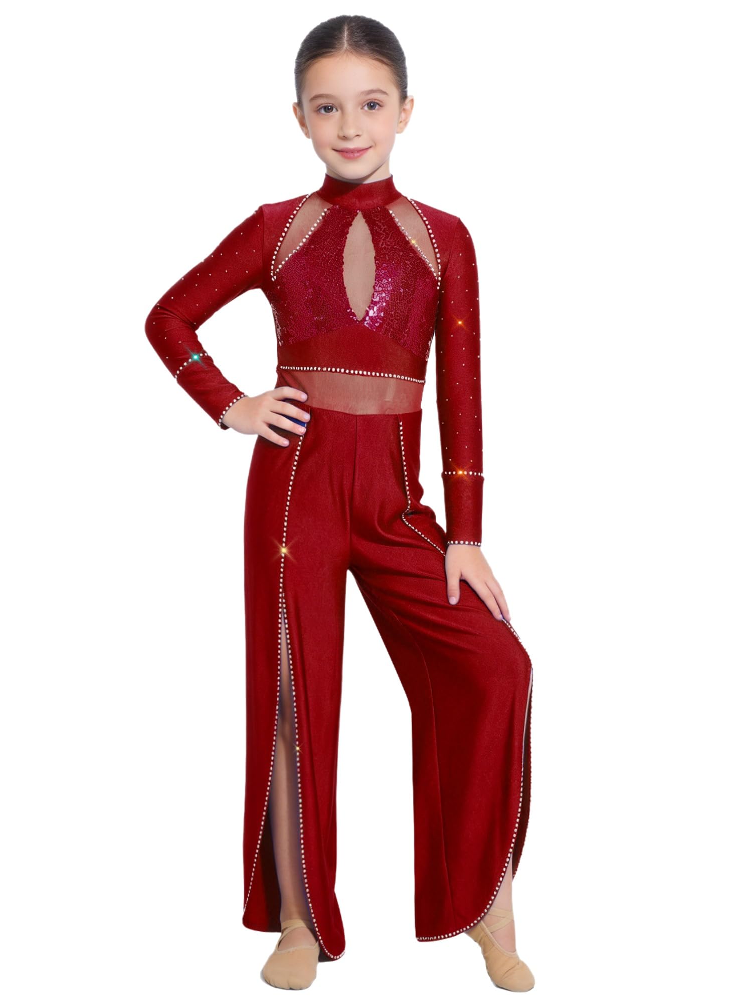 Oyolan Bambini Unitard Danza Lirica Maniche Lunghe Lucido Bambine Body Ginnastica Ritmica Body Danza Classica Completo Contemporanea Bambine