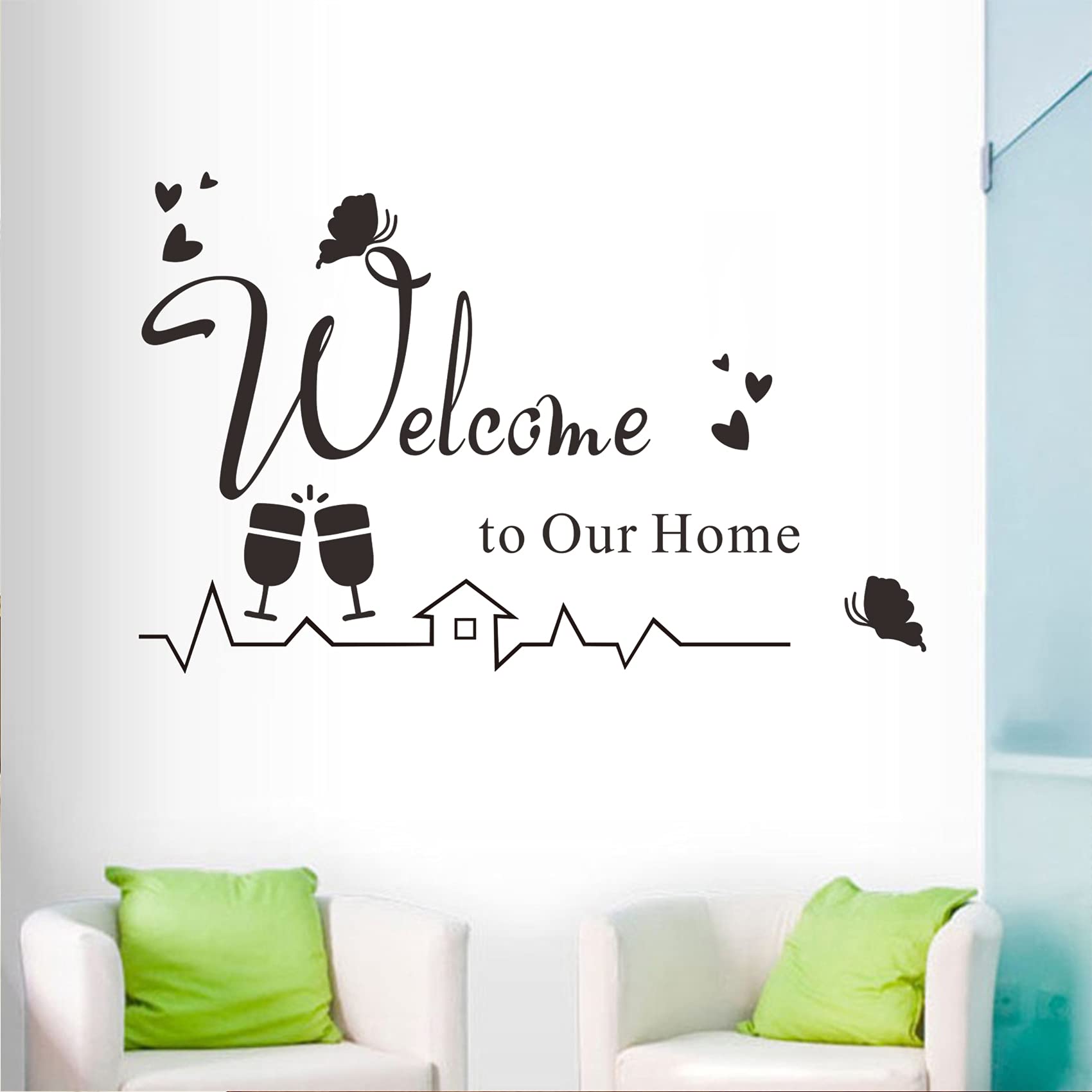Walplus Adesivo Murale Rimovibile 'House Rules' – Decorazione Da Parete In Francese, 4 Fogli 30x90 Cm