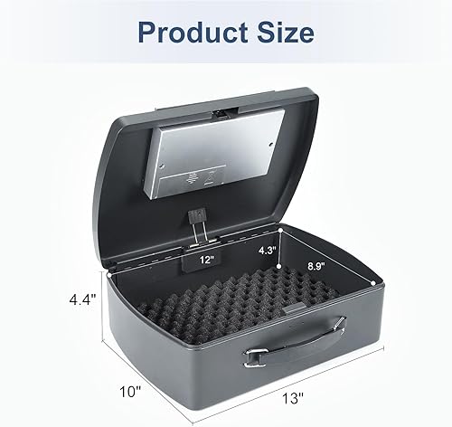 Miniatura 2 de Caja de seguridad de acero de 0.21 pies cúbicos con teclado digital, electrónica para oficina en casa, hotel, negocios, viaje seguro con asa de