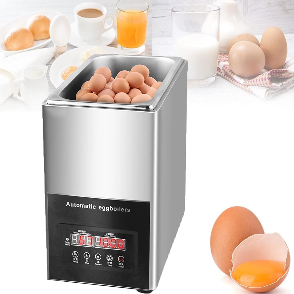Electric Egg Boiler - Holds Up to 50 Eggs, Hot Spring Egg Cooker for Soft, Medium Or Hard Boiled, Commercial 9L Large Capacity Intelligent Automatic Boiled Egg Cooker