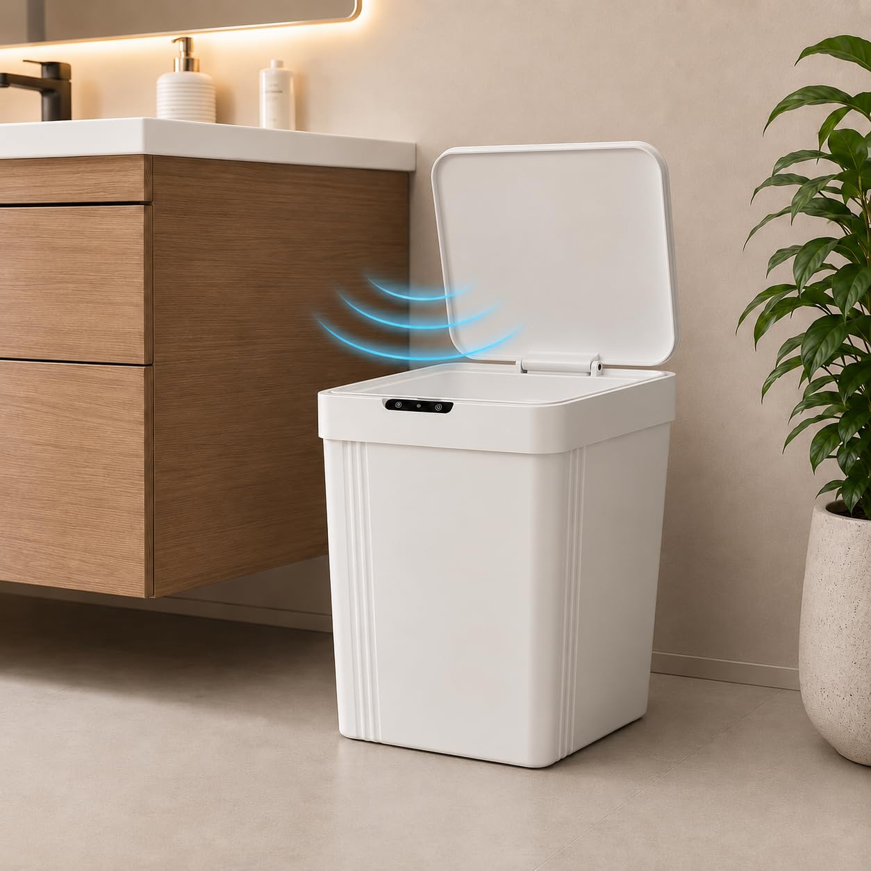 Lixeira Automática 13L com Sensor Inteligente de Aproximação, Tampa Automática Sem Toque,
