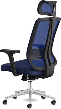 Spark Ofis Sandalyesi Baş Destekli Fileli Sırt Ergonomik Çalışma Koltuğu (Lacivert)