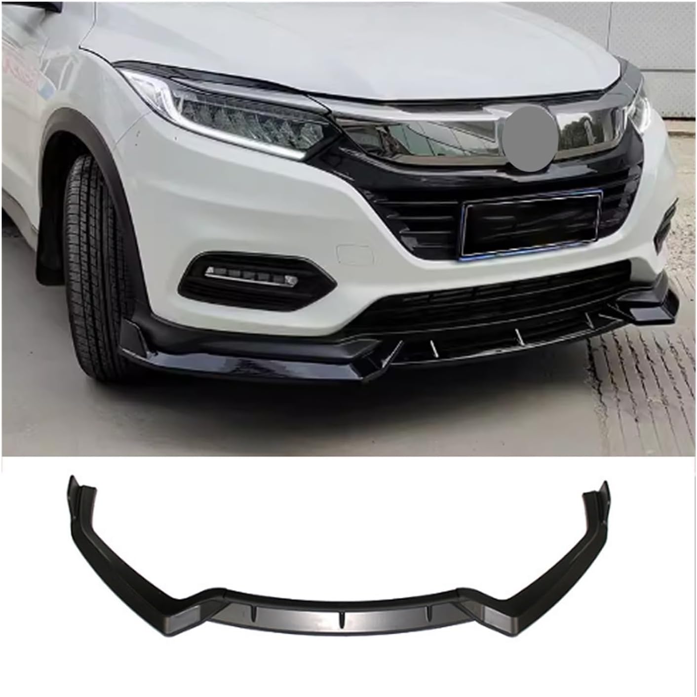 Front Bumper Lip Chin Deflector Protector Guard Decoration Trim Facelift Compatible for Honda HRV HR-V 2019-2021(Matte Black)