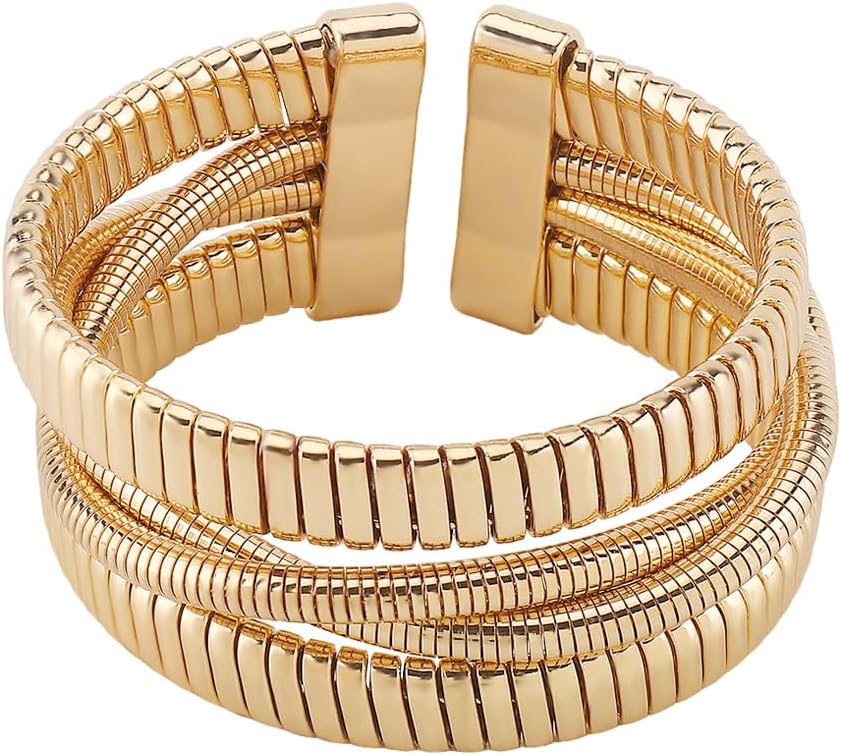 GYRMMUE Gold Cuff Bracelets for Women Vintage Boho Chunky Bracelets Layered Bangle Bracelet Hip Hop Punk Gothic Bracelet Lightweight Hypoallergenic Jewelry Wedding Party Birthday Holiday Jewelry