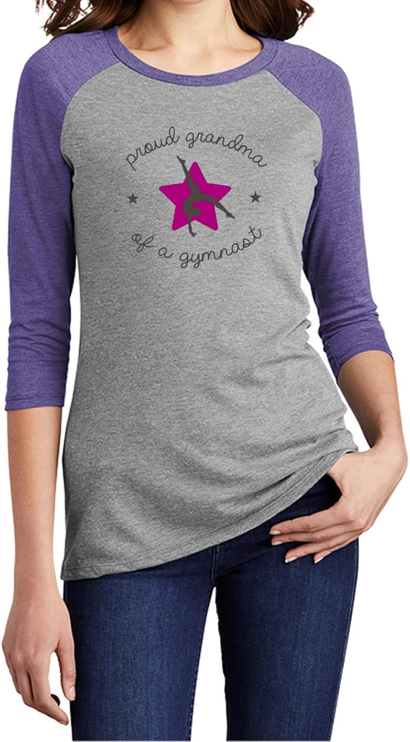 Gymnastics Proud Grandma of a Gymnast Womens 3/4 Sleeve Raglan Shirt