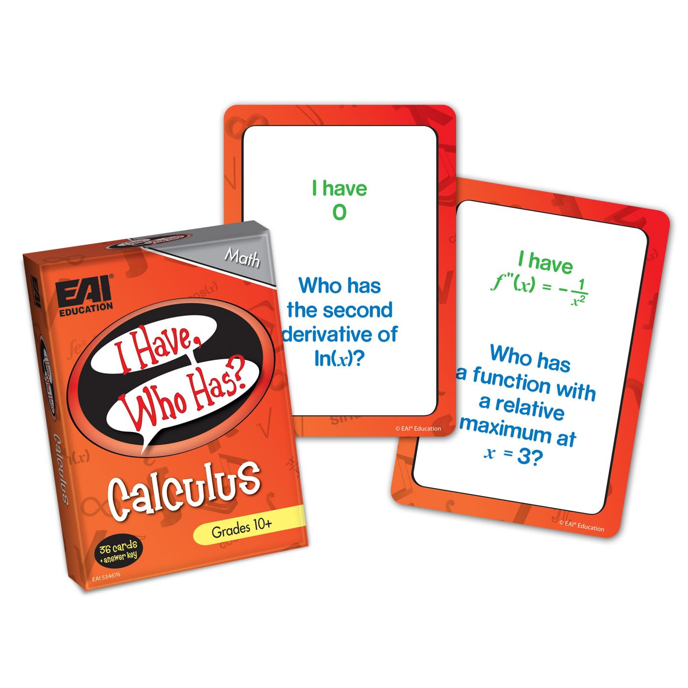 EAI Education I Have, Who Has? Calculus Game: Grade 10+