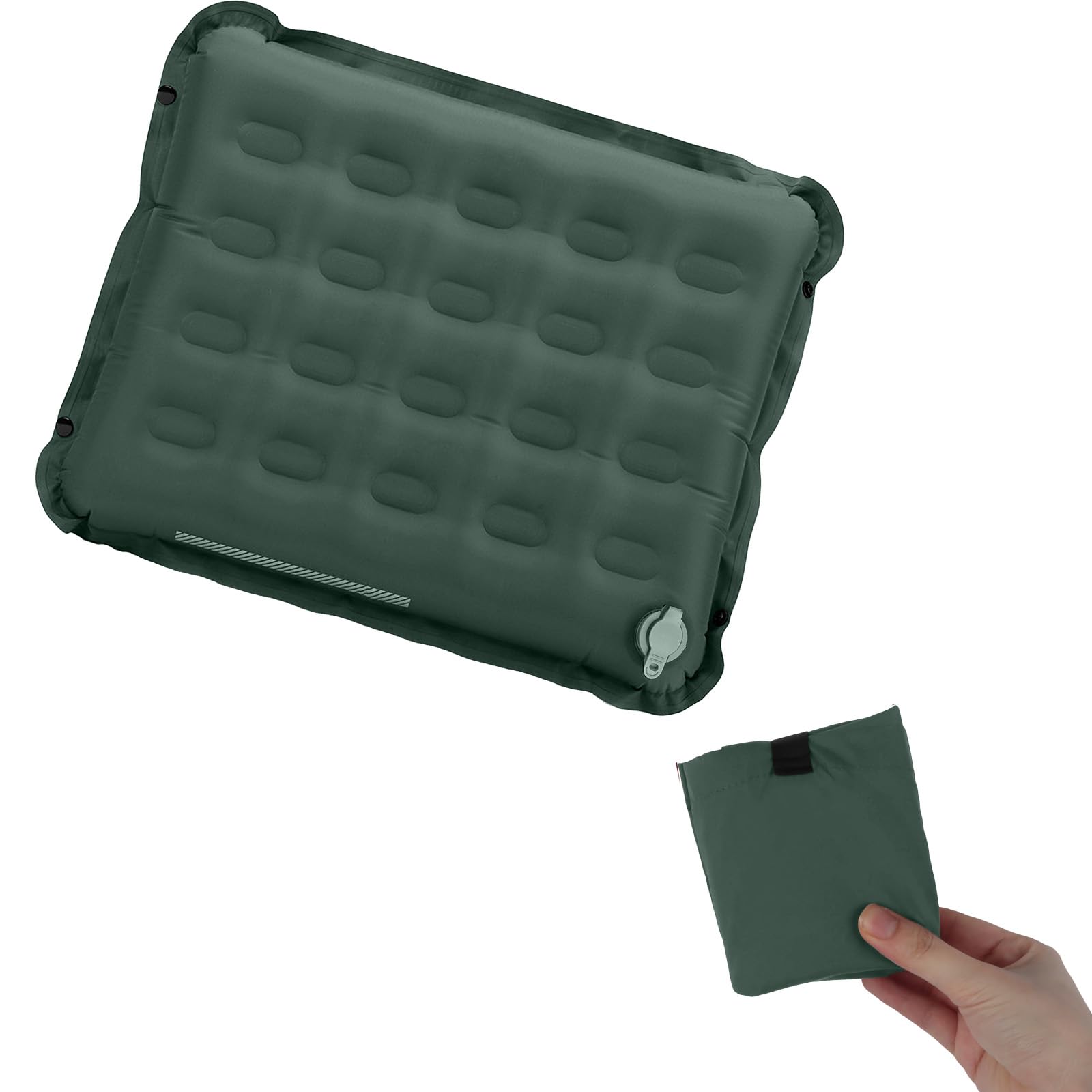 Plliocse Inflatable Seat Cushion,Lightweight Self-Inflating Seat Cushion,Memory Foam Waterproof Air Cushion for Airplane Travel Camping Backpacking (Forest Green)