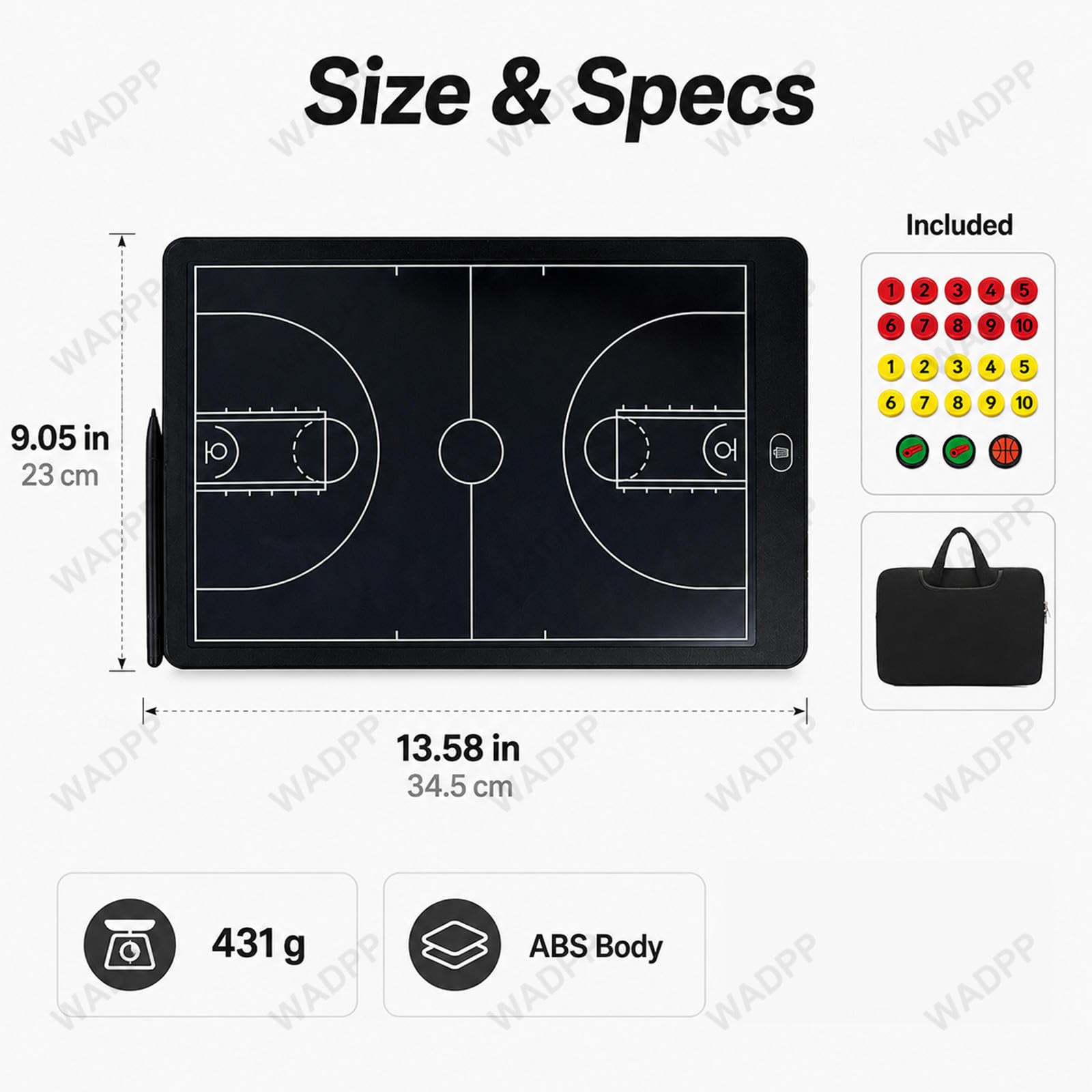 Pizarra Táctica Baloncesto Electrónica 16 Pulgadas, LCD Magnética