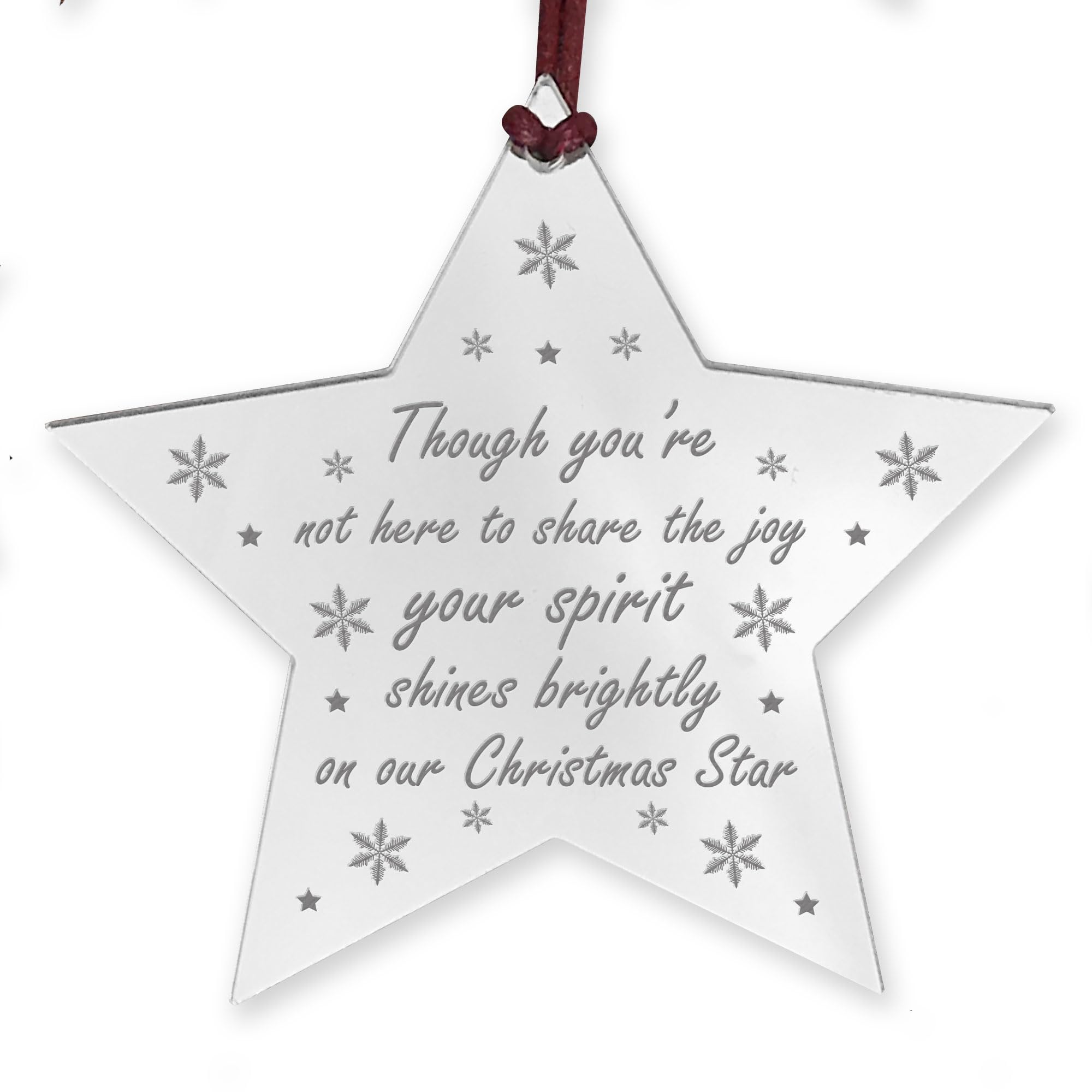 Red Ocean Christmas Tree Memorial Decoration Engraved Star In Memory Plaque For Mum Dad Nan Grandad Hanging Christmas Tree Decorations Keepsake