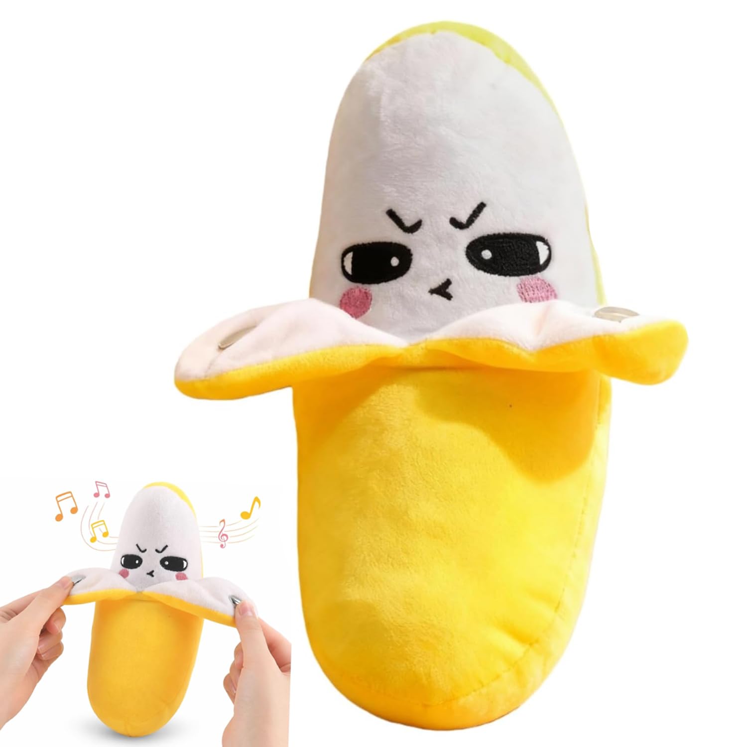 Interactive Music Plush Toy, Touch-Sensitive Stuffed Animal with Fruit & Piano Sounds, Soft Musical Plush Doll for Early Learning, Parent-Child Bonding, Sensory Play Gift for Kids(Banana)