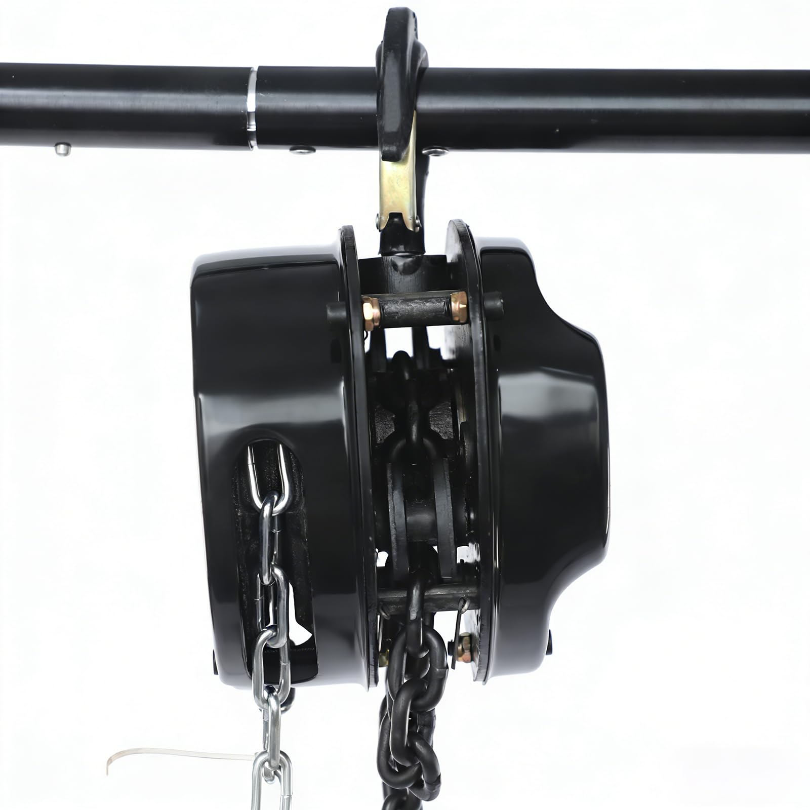 Palan à chaîne 1000 kg, hauteur de levage 6 m, acier au manganèse G80 + acier inoxydable, palan à chaîne manuel 1T (noir)